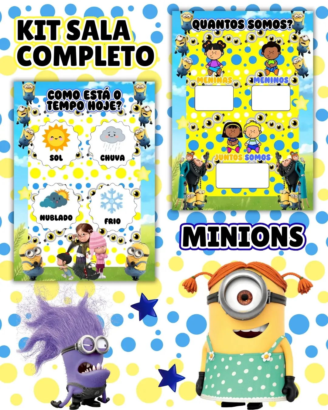 Kit sala minions completo – PDF para Imprimir — amostra 6: Transforme o ambiente de aprendizagem com um material prático,…
