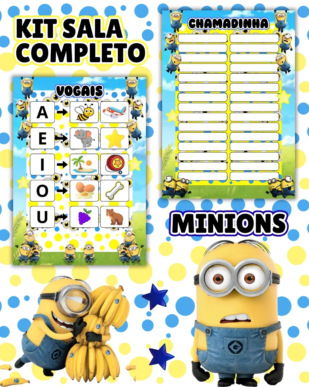 Kit sala minions completo – PDF para Imprimir — amostra 7: Transforme o ambiente de aprendizagem com um material prático,…