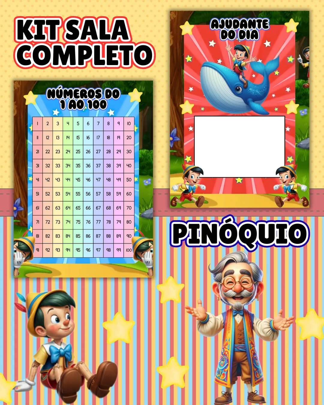 Kit sala pinóquio completo – PDF para Imprimir — amostra 1: O que vem no material