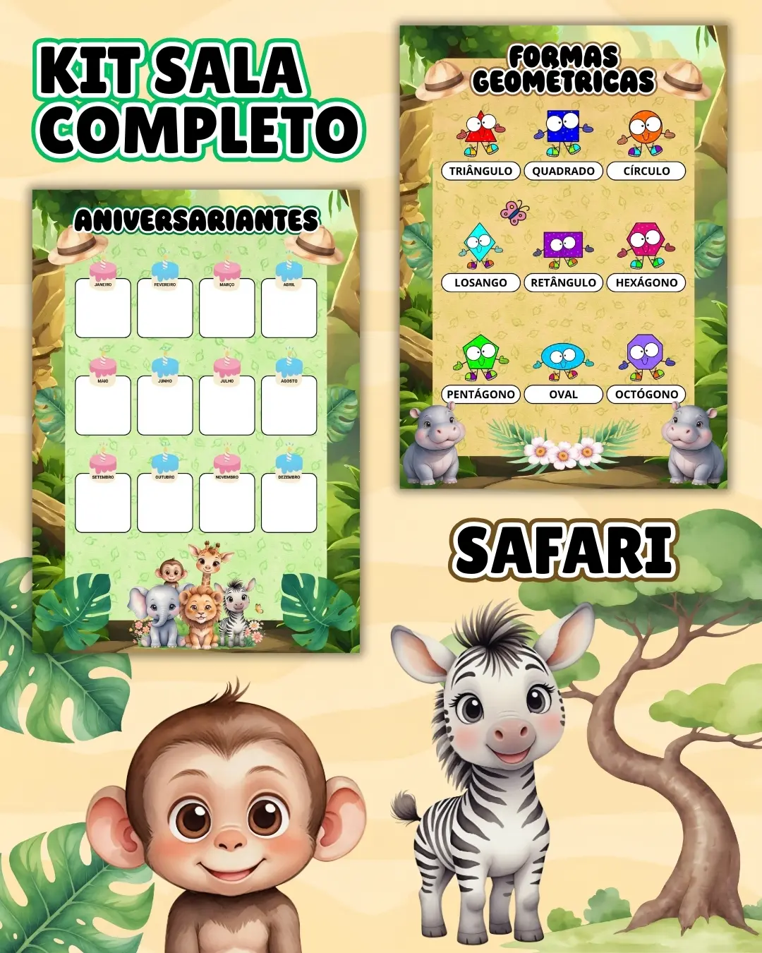 Kit sala safari completo – PDF para Imprimir — amostra 5: Transforme o ambiente de aprendizagem com um material prático,… Kit sala safari completo – PDF para Imprimir — amostra 5: Transforme o ambiente de aprendizagem com um material prático,…