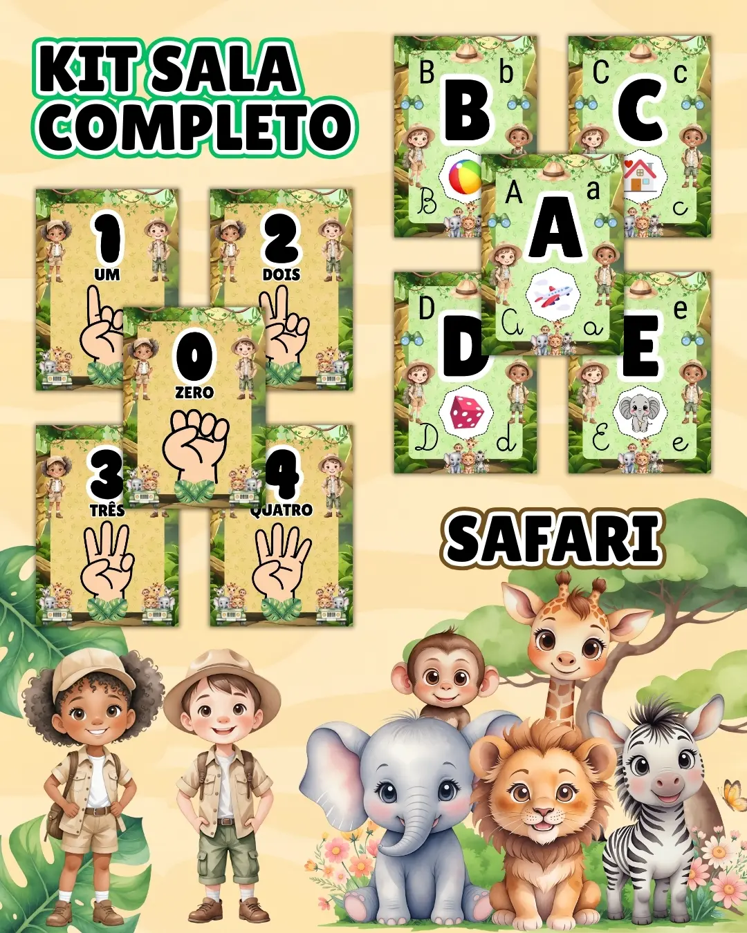 Kit sala safari completo – PDF para Imprimir — Alfabetização para Educação Infantil: Transforme o ambiente de aprendizagem…