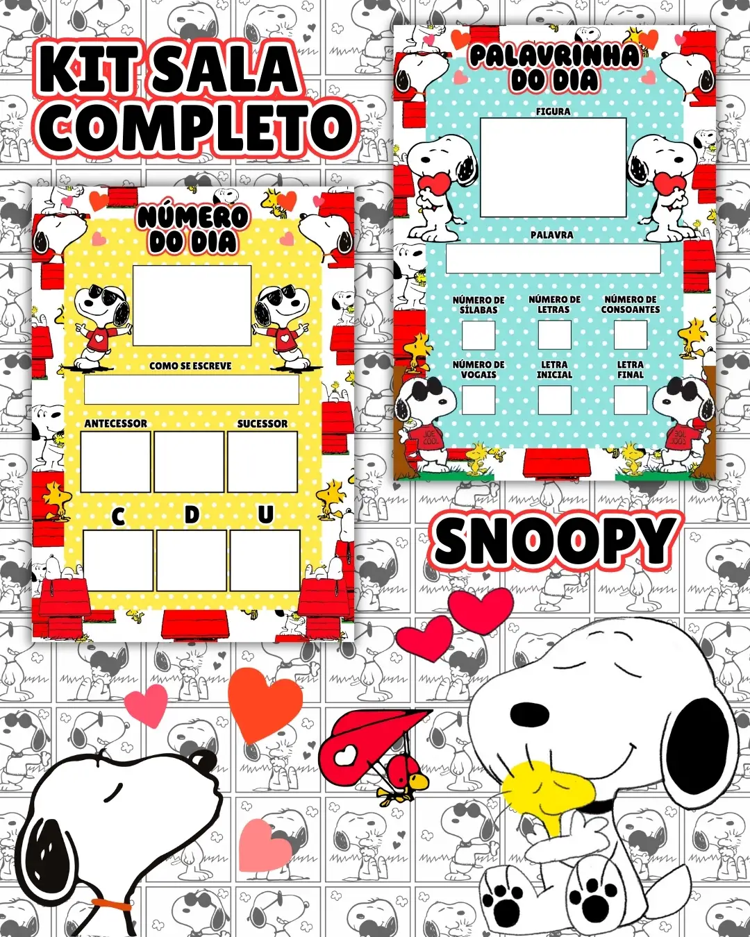 Kit sala snoopy completo – PDF para Imprimir — amostra 2: Transforme o ambiente de aprendizagem com um material prático,…