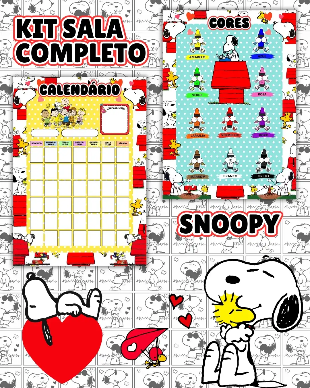 Kit sala snoopy completo – PDF para Imprimir — amostra 3: Transforme o ambiente de aprendizagem com um material prático,…