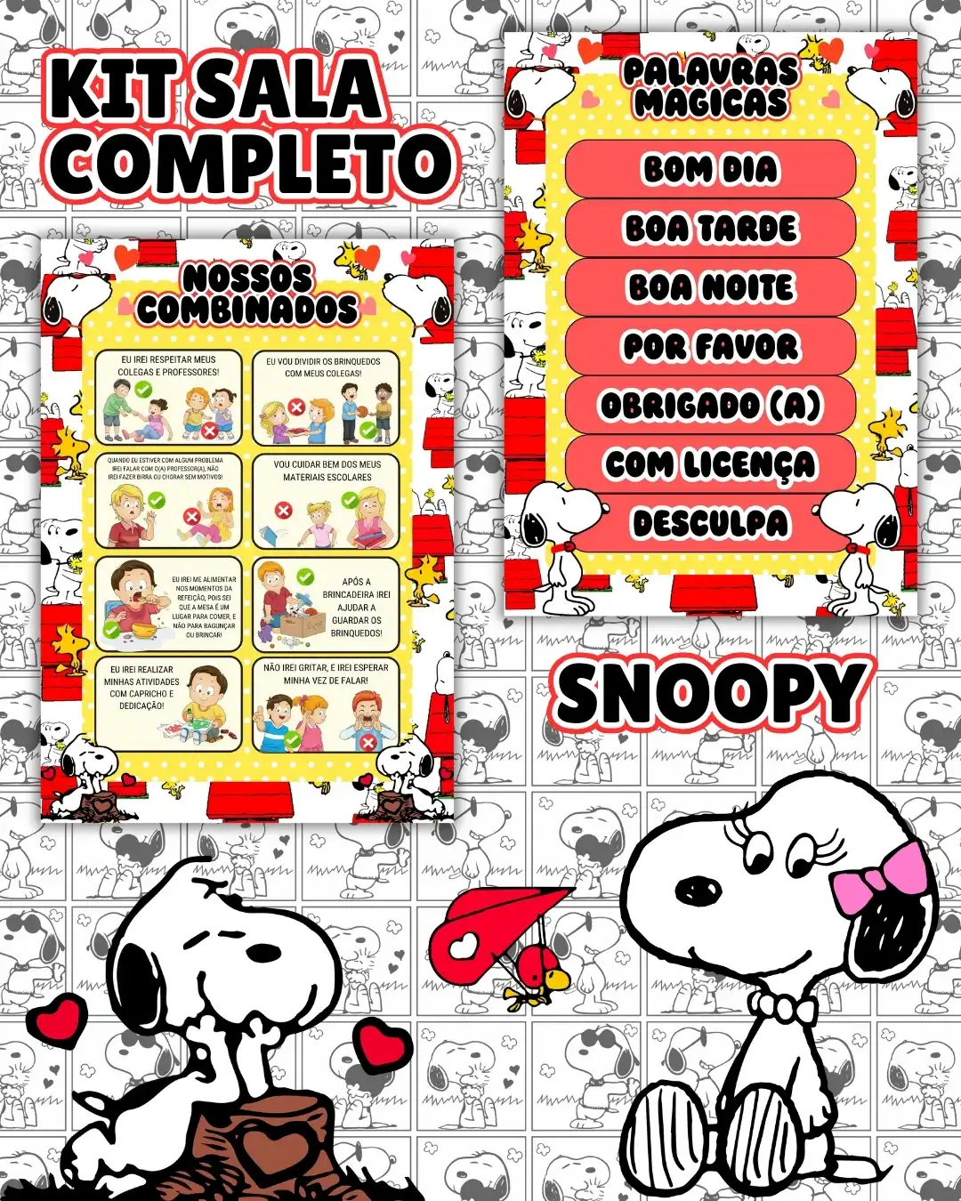 Kit sala snoopy completo – PDF para Imprimir — amostra 4: Transforme o ambiente de aprendizagem com um material prático,…