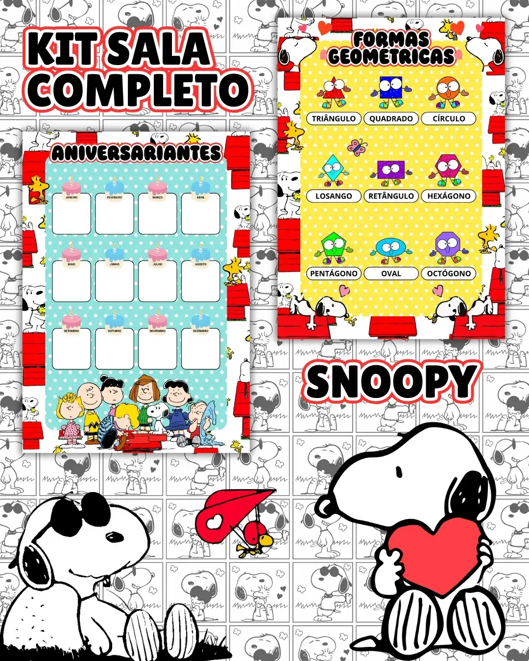 Kit sala snoopy completo – PDF para Imprimir — amostra 5: Transforme o ambiente de aprendizagem com um material prático,…