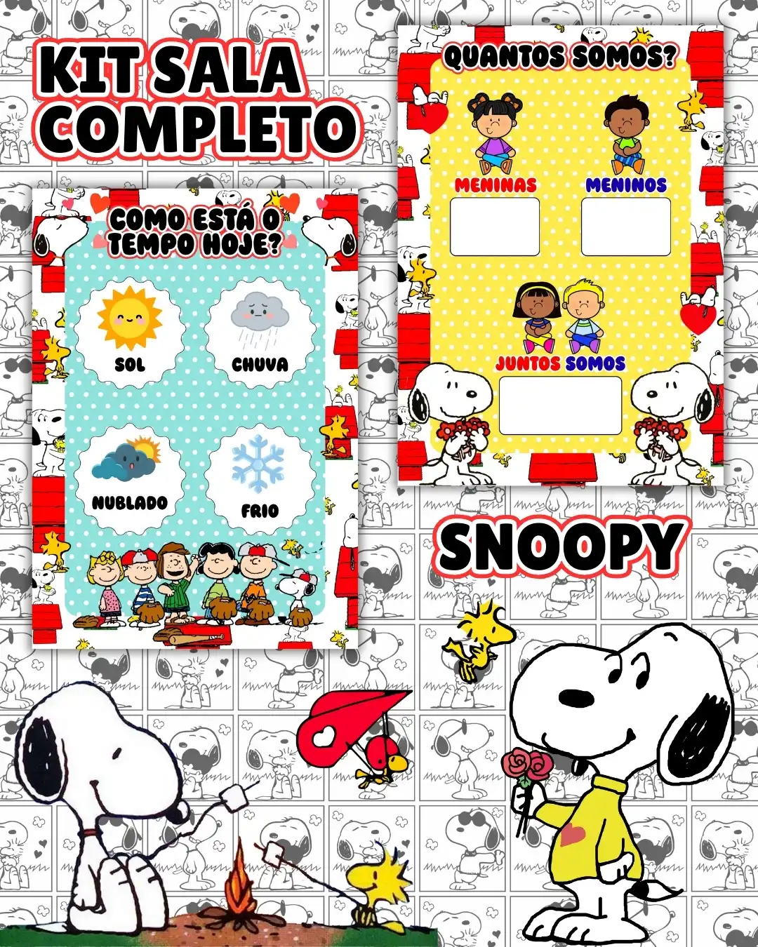 Kit sala snoopy completo – PDF para Imprimir — amostra 6: Transforme o ambiente de aprendizagem com um material prático,…