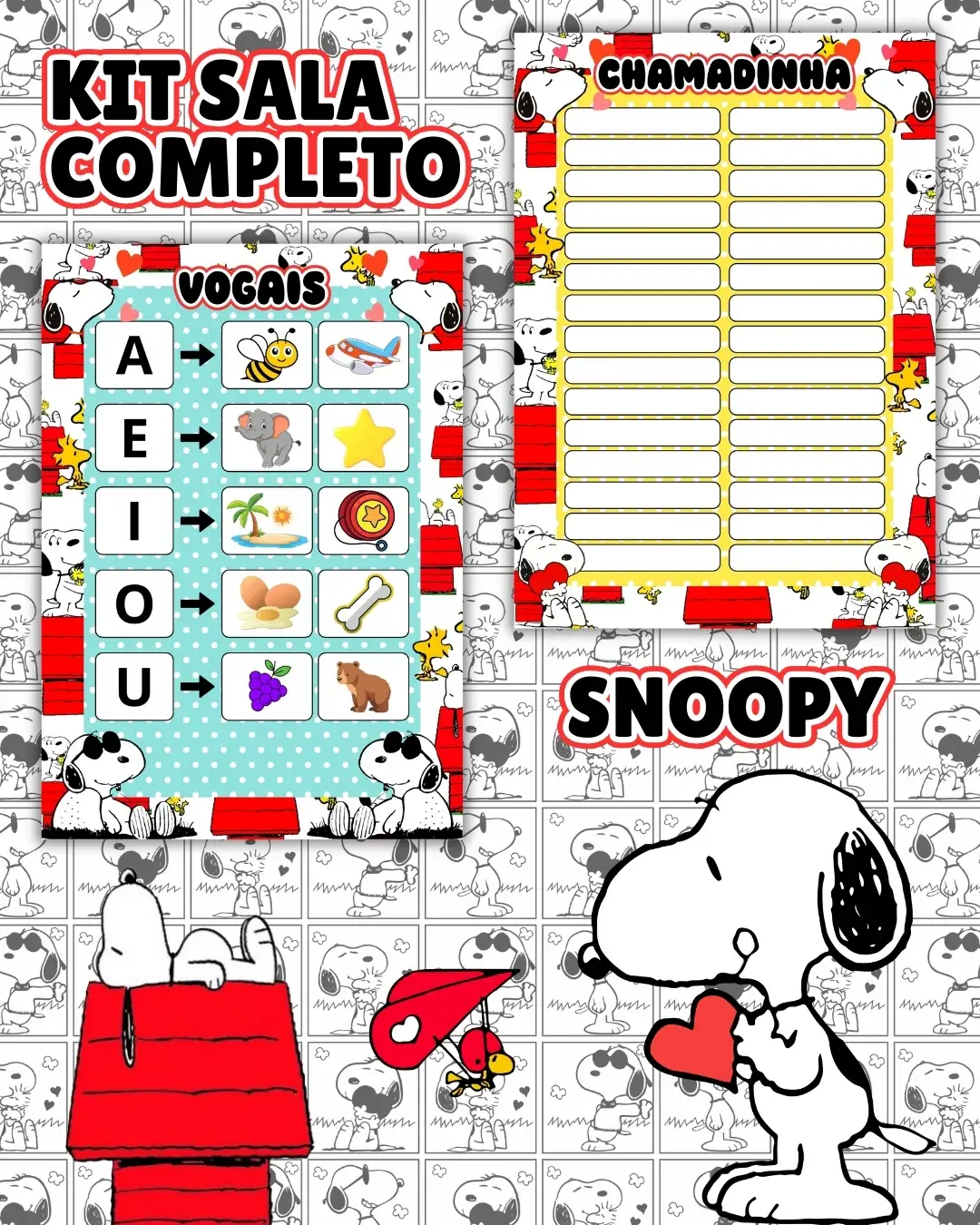 Kit sala snoopy completo – PDF para Imprimir — amostra 7: Transforme o ambiente de aprendizagem com um material prático,…