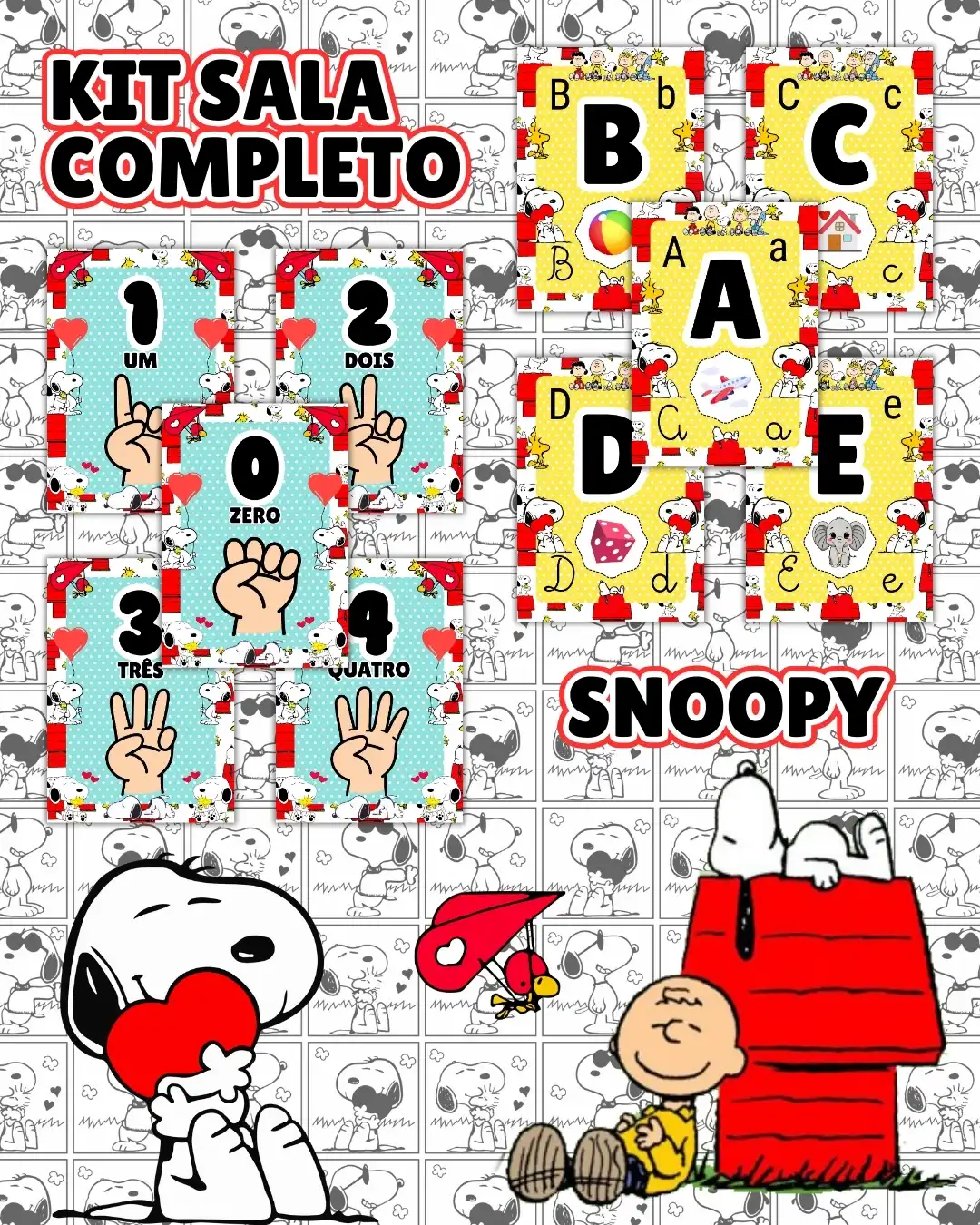 Kit sala snoopy completo – PDF para Imprimir — Alfabetização para Educação Infantil: Transforme o ambiente de aprendizagem…