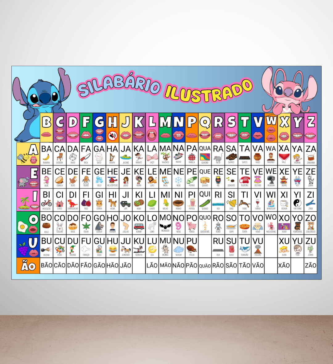 Kit Sala Stitch: Combo com Silabário e Capas para Caderno — amostra 1: Kit Sala Stitch: organização e apoio à alfabetização