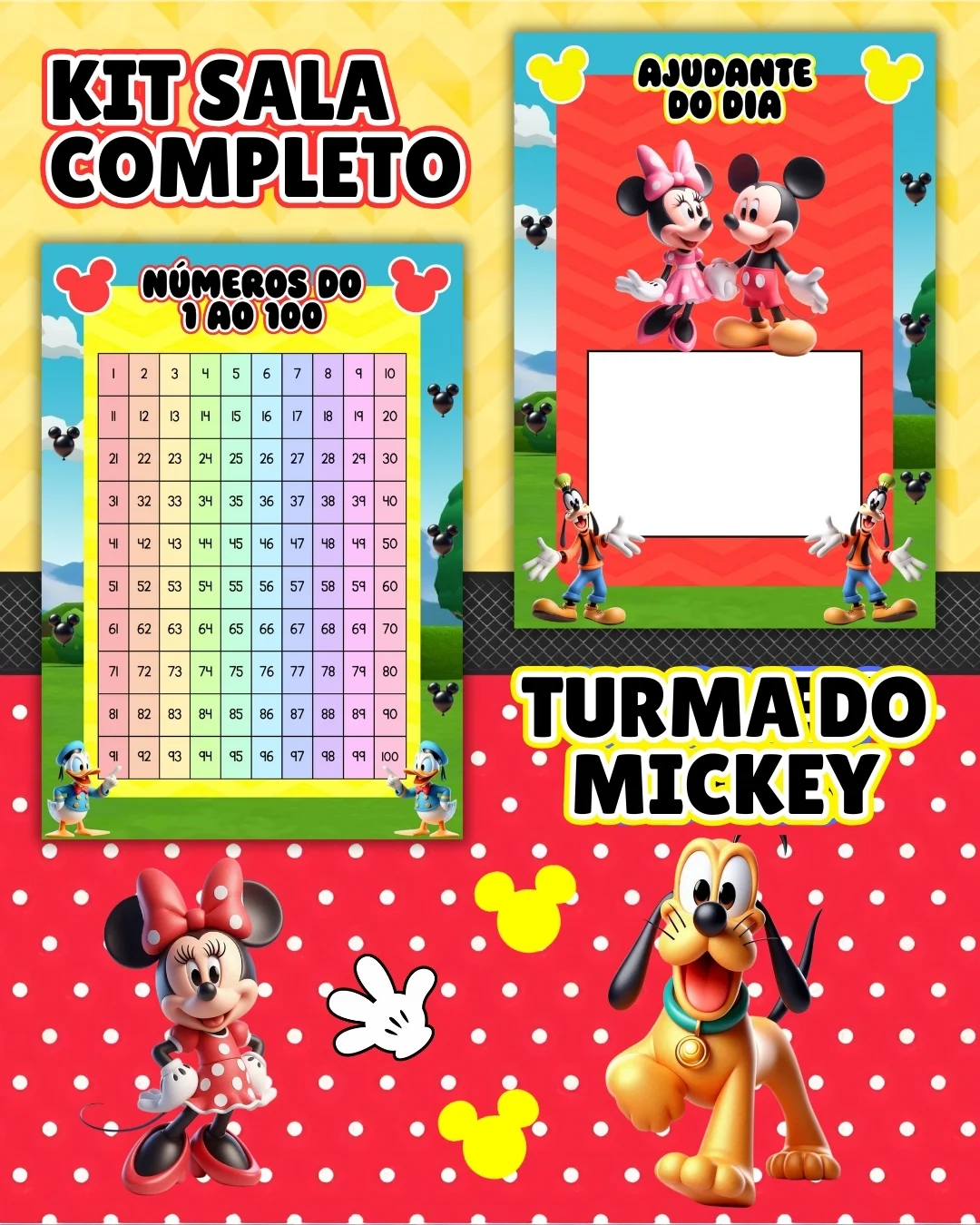 Kit sala turma do mickey completo – PDF para Imprimir — amostra 1: O que vem no material