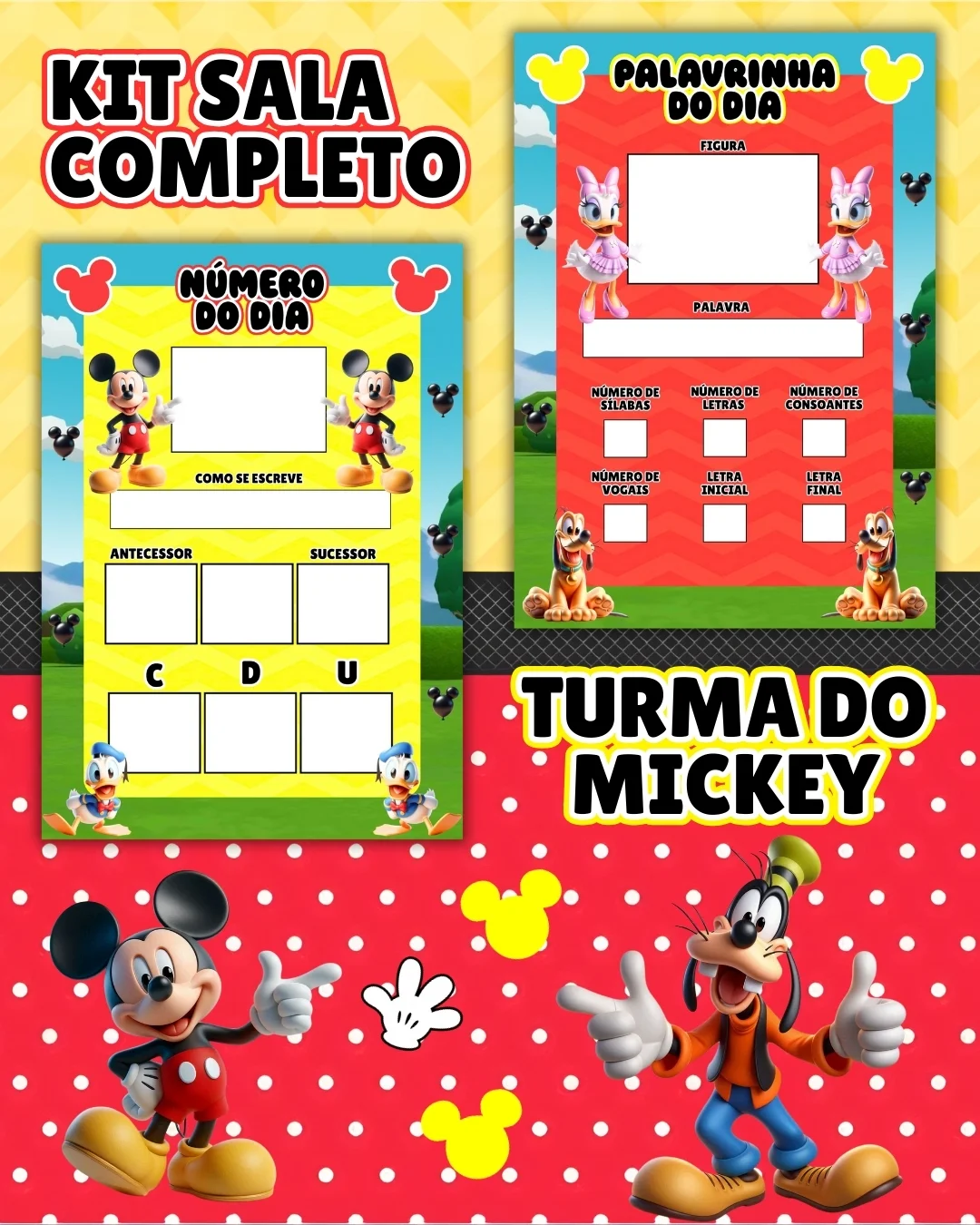 Kit sala turma do mickey completo – PDF para Imprimir — amostra 2: Transforme o ambiente de aprendizagem com um material…