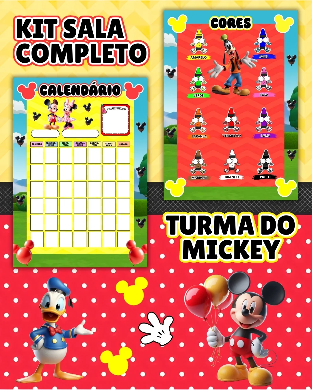 Kit sala turma do mickey completo – PDF para Imprimir — amostra 3: Transforme o ambiente de aprendizagem com um material…