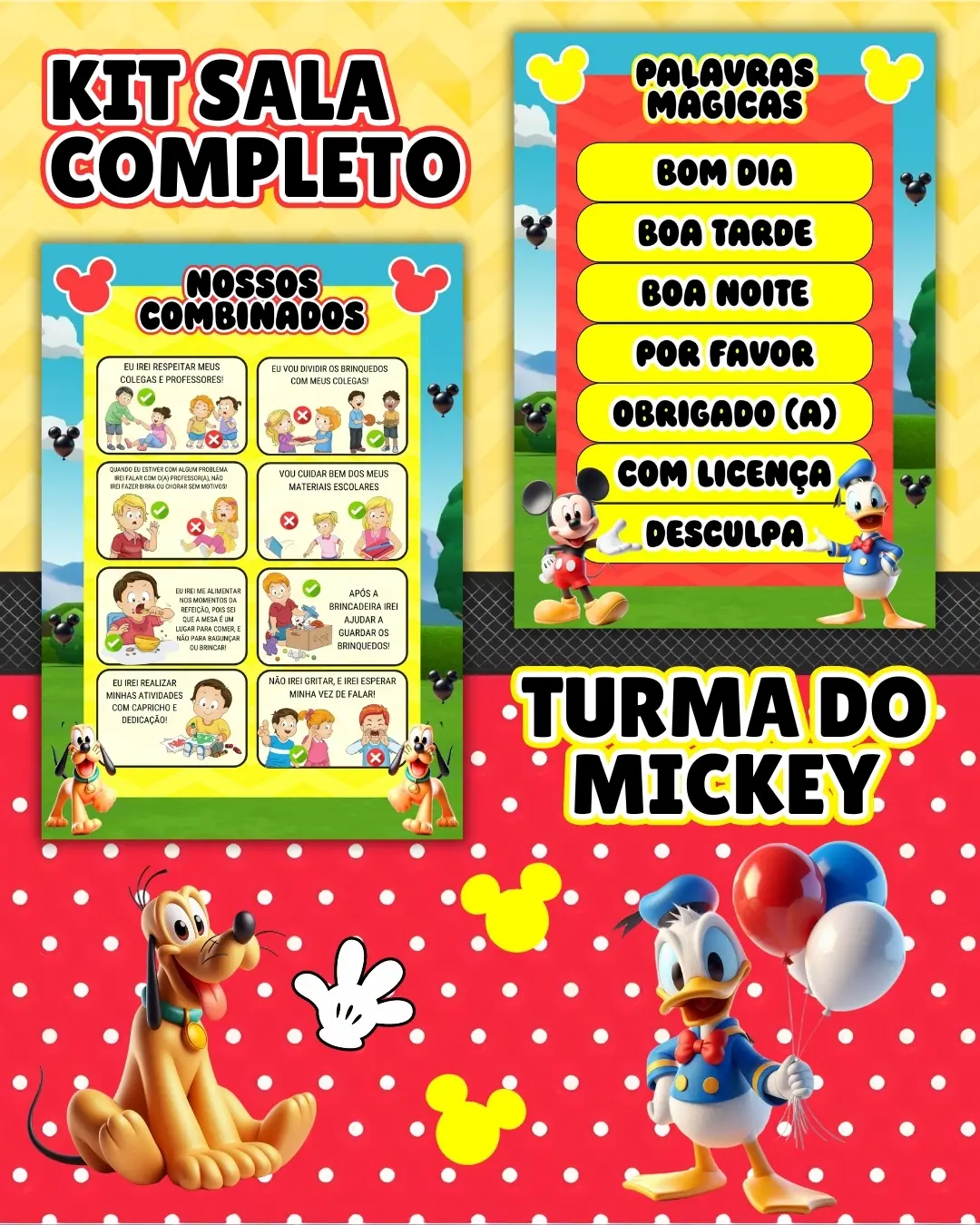 Kit sala turma do mickey completo – PDF para Imprimir — amostra 4: Transforme o ambiente de aprendizagem com um material…
