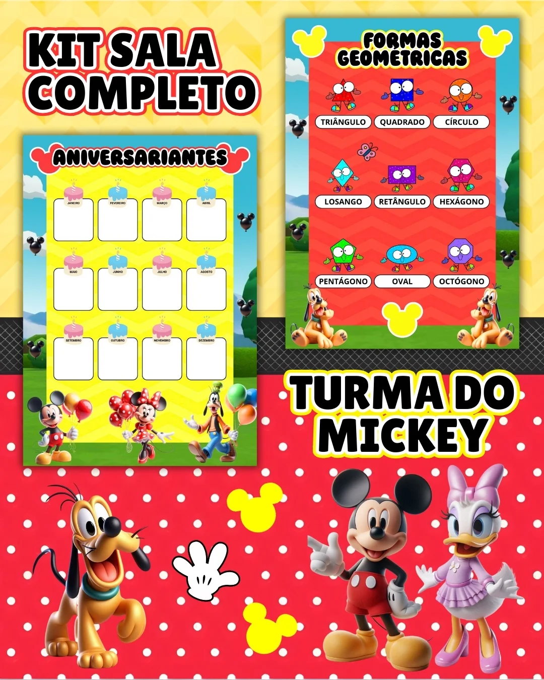 Kit sala turma do mickey completo – PDF para Imprimir — amostra 5: Transforme o ambiente de aprendizagem com um material…