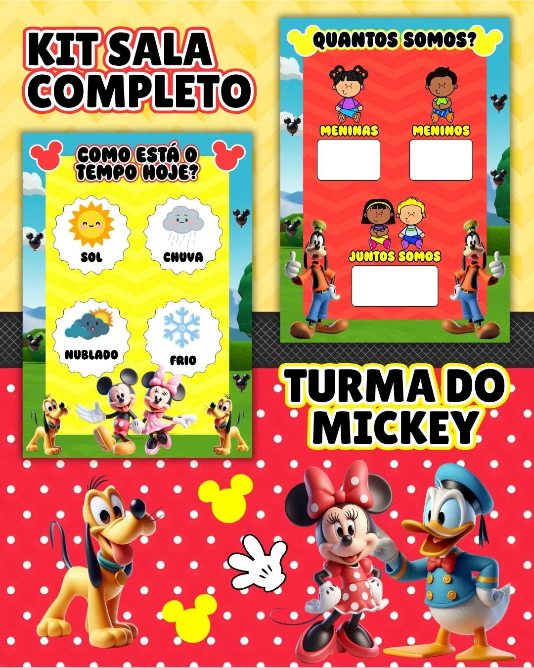 Kit sala turma do mickey completo – PDF para Imprimir — amostra 6: Transforme o ambiente de aprendizagem com um material…