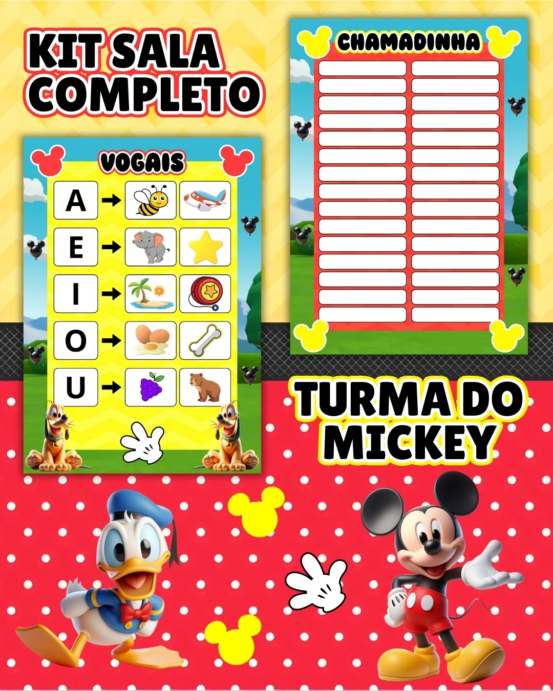 Kit sala turma do mickey completo – PDF para Imprimir — amostra 7: Transforme o ambiente de aprendizagem com um material…