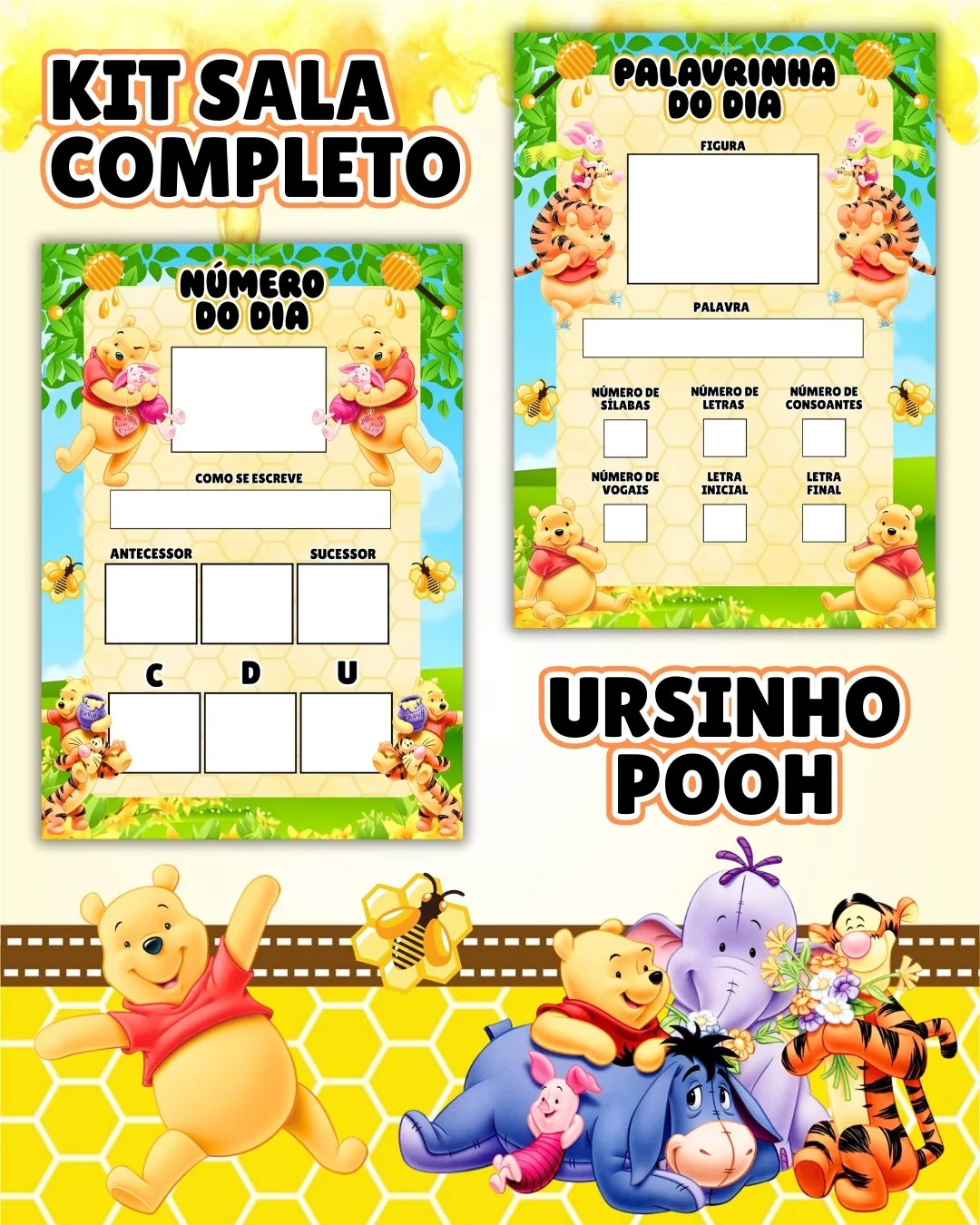 Kit sala ursinho pooh completo – PDF para Imprimir — amostra 2: Transforme o ambiente de aprendizagem com um material…