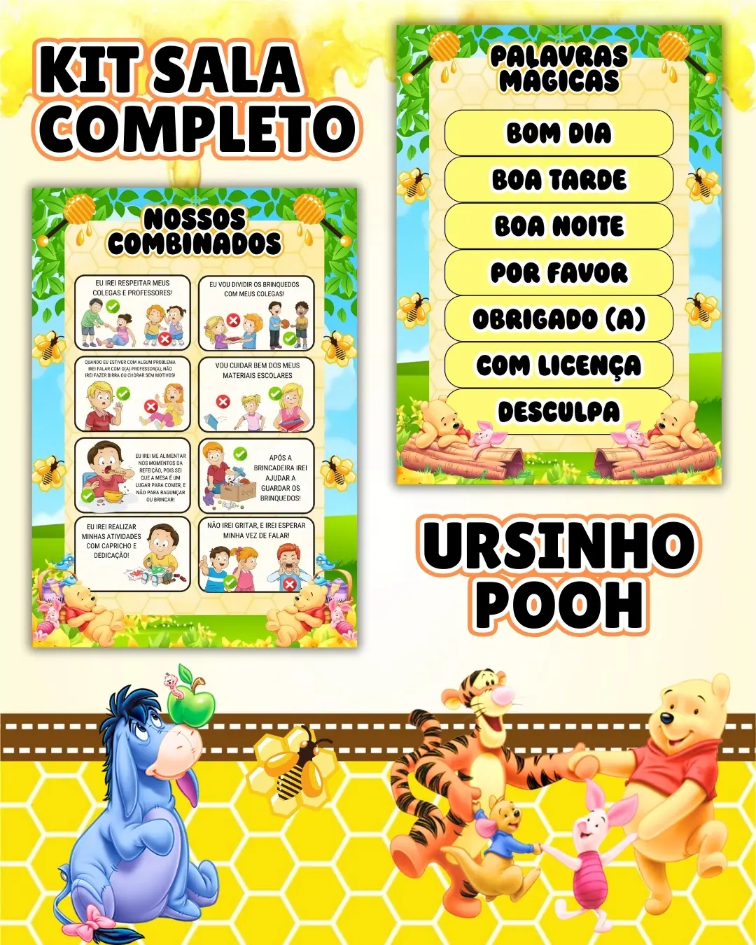 Kit sala ursinho pooh completo – PDF para Imprimir — amostra 4: Transforme o ambiente de aprendizagem com um material…
