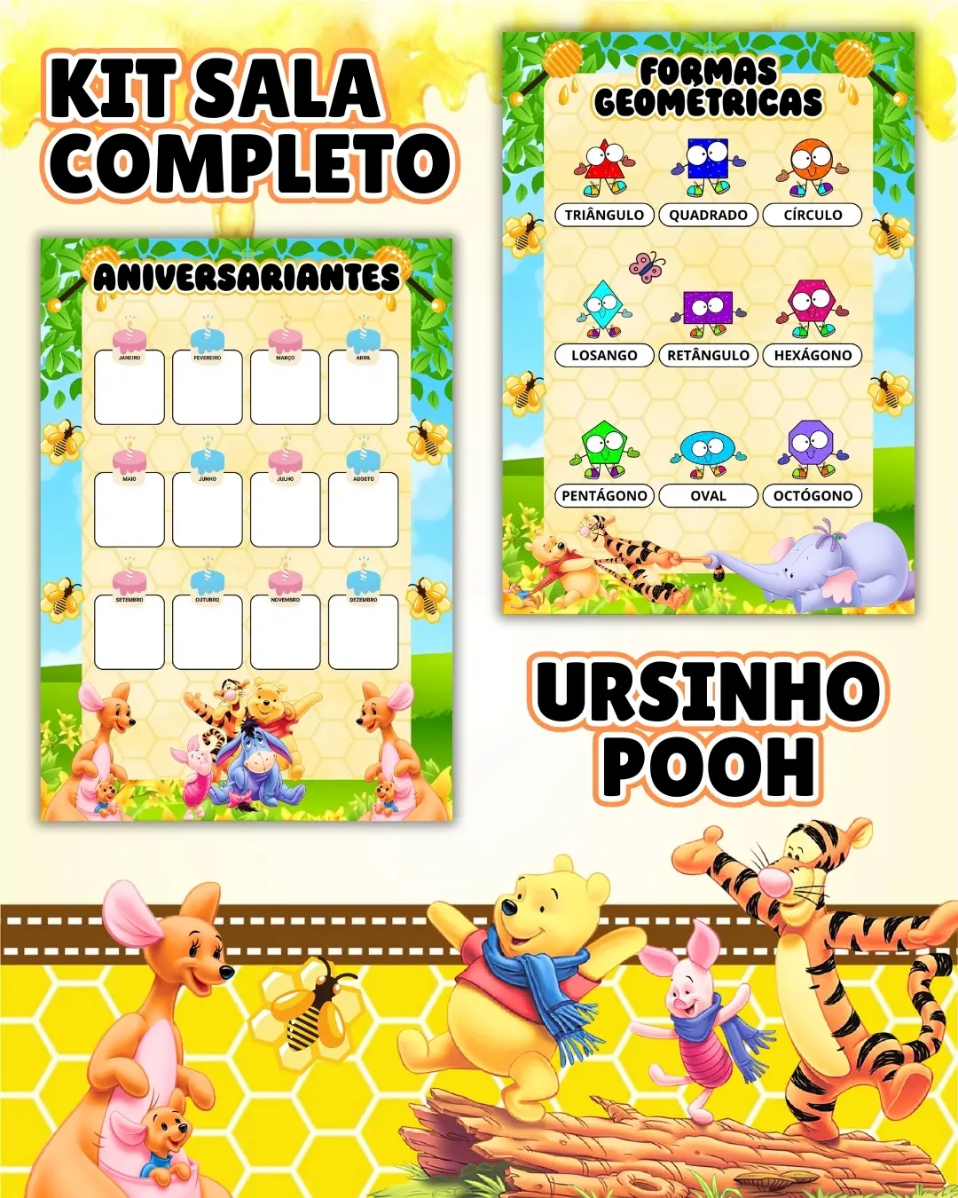 Kit sala ursinho pooh completo – PDF para Imprimir — amostra 5: Transforme o ambiente de aprendizagem com um material…