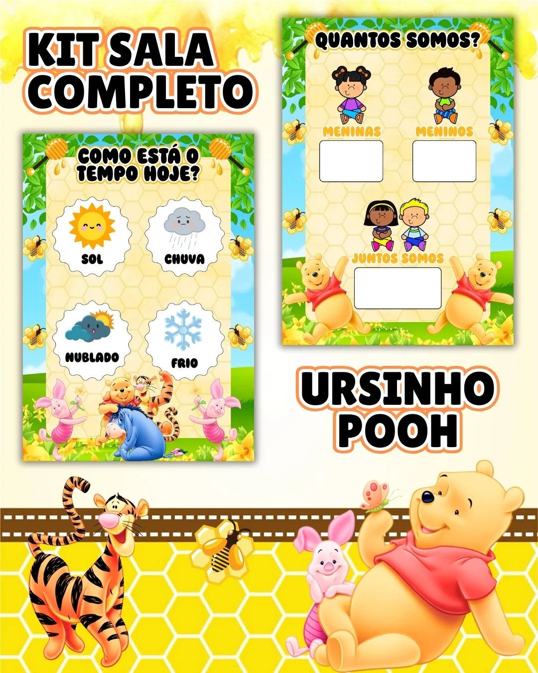 Kit sala ursinho pooh completo – PDF para Imprimir — amostra 6: Transforme o ambiente de aprendizagem com um material…