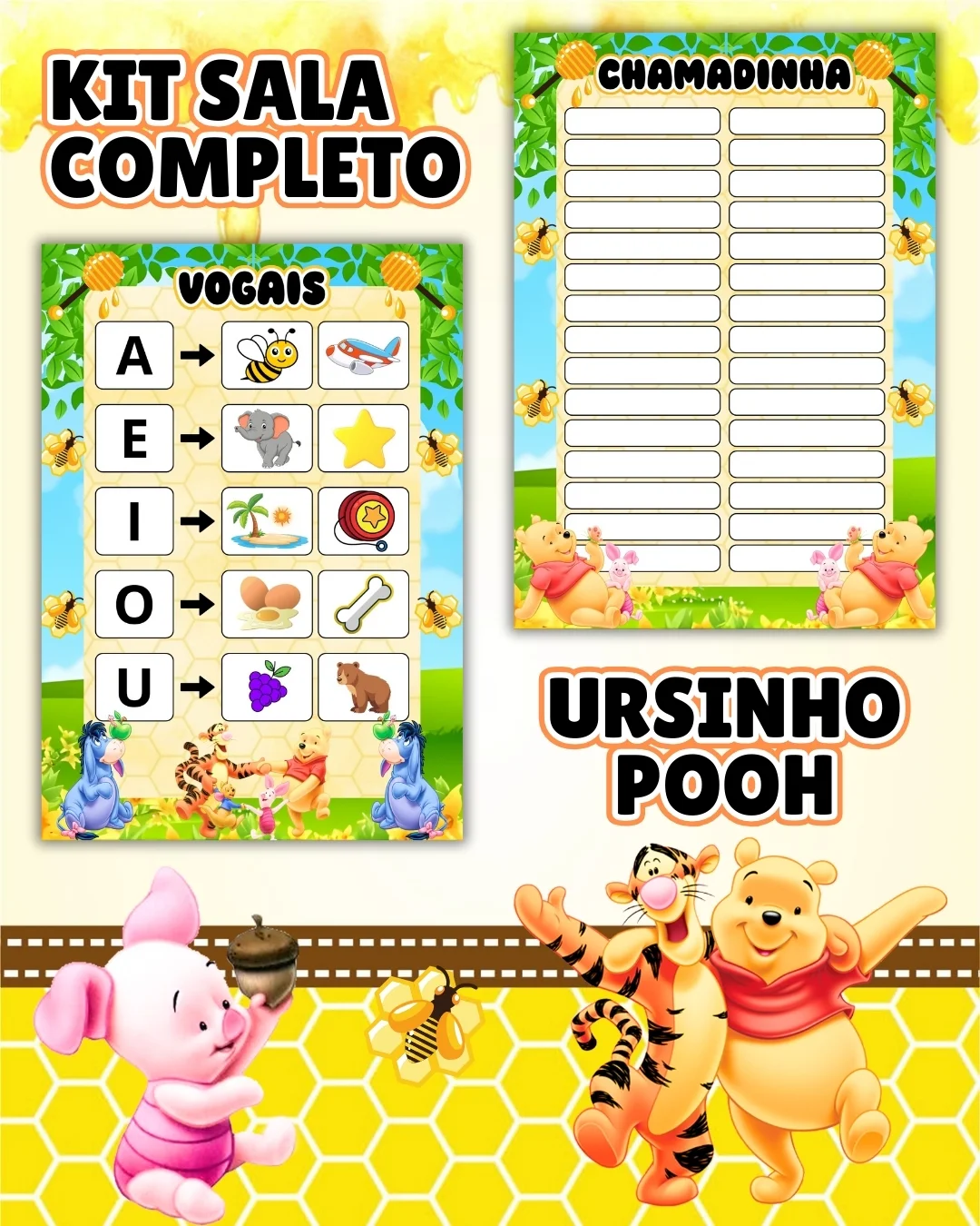 Kit sala ursinho pooh completo – PDF para Imprimir — amostra 7: Transforme o ambiente de aprendizagem com um material…