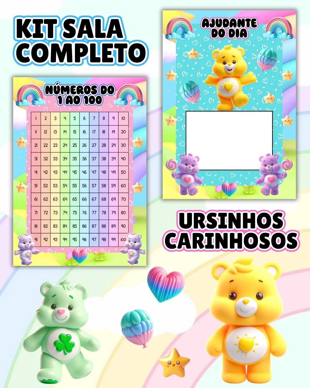 Kit sala ursinhos carinhosos completo – PDF para Imprimir — amostra 1: O que vem no material