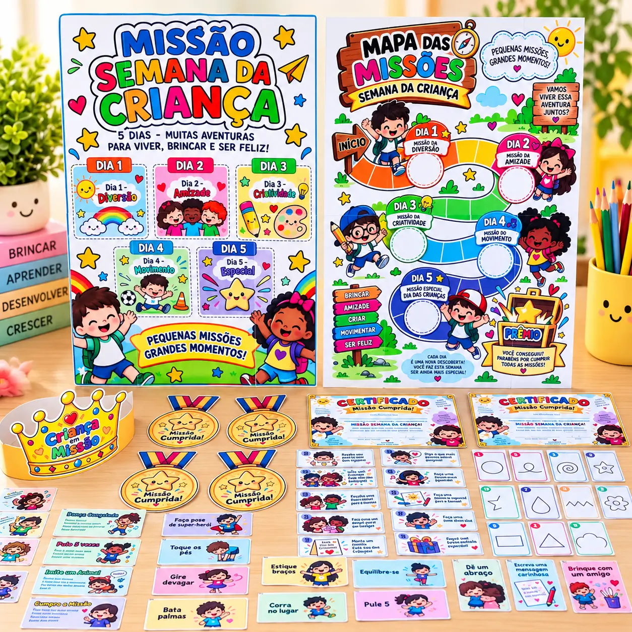 Kit Semana da Criança – 5 Dias de Missões e Atividades para Imprimir — capa do material