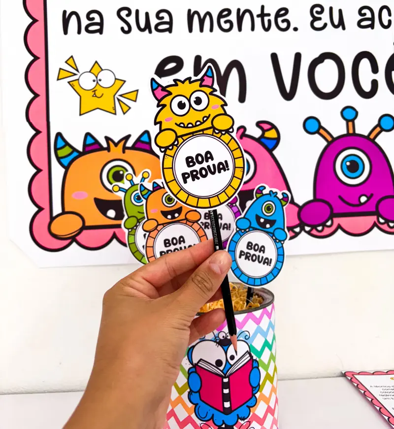 Kit Semana de Provas Monstrinhos: Acolhimento e Incentivo — amostra 1: Kit Semana de Provas Monstrinhos para acolher a turma