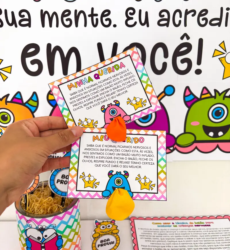 Kit Semana de Provas Monstrinhos: Acolhimento e Incentivo — amostra 6: Acolha e incentive a turma na semana de provas com…