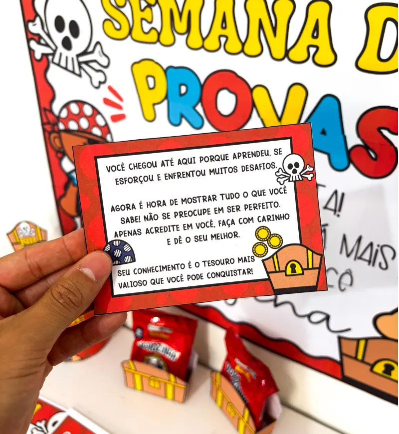 Kit Semana de Provas Pirata: Motivação em PDF para Imprimir — amostra 2: O que vem no material