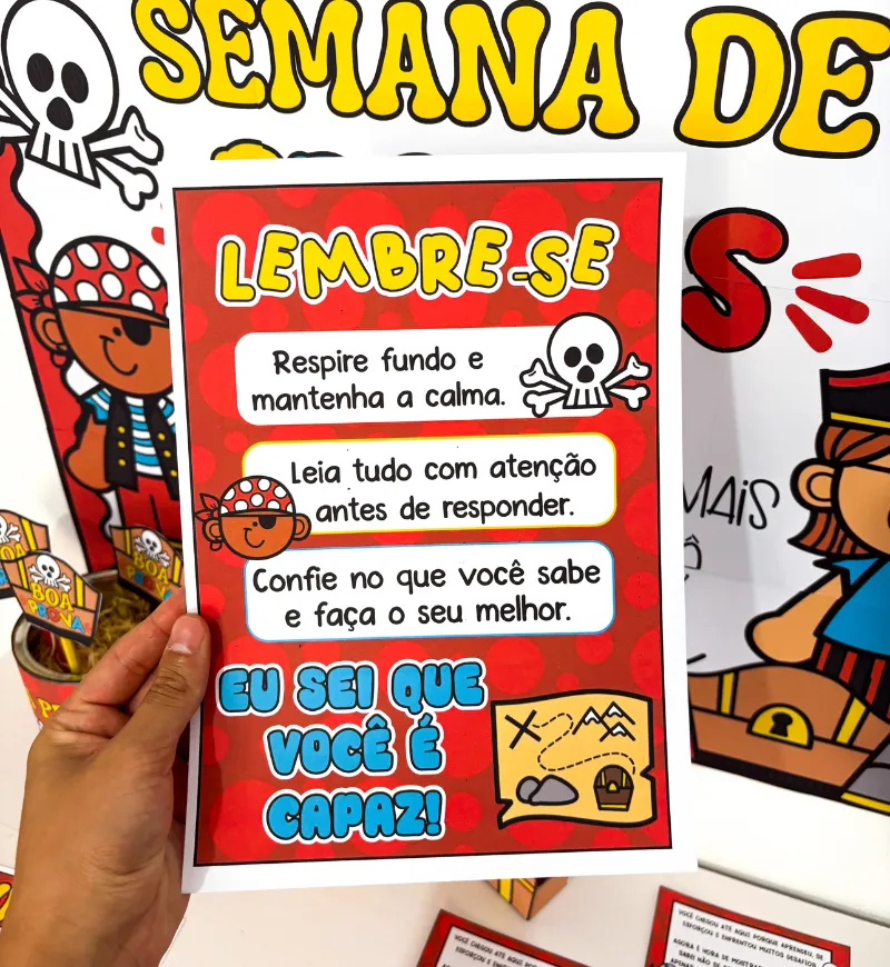 Kit Semana de Provas Pirata: Motivação em PDF para Imprimir — amostra 5: Crie um ambiente acolhedor na semana de provas com…