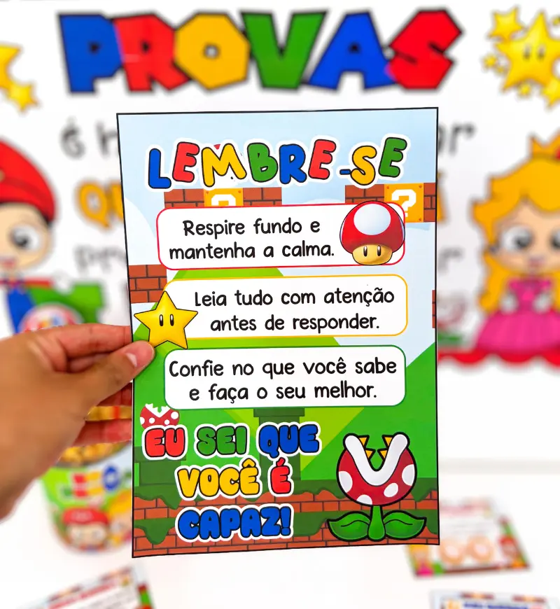 Kit Semana de Provas Super Mário para Imprimir — amostra 3: Como usar em sala de aula