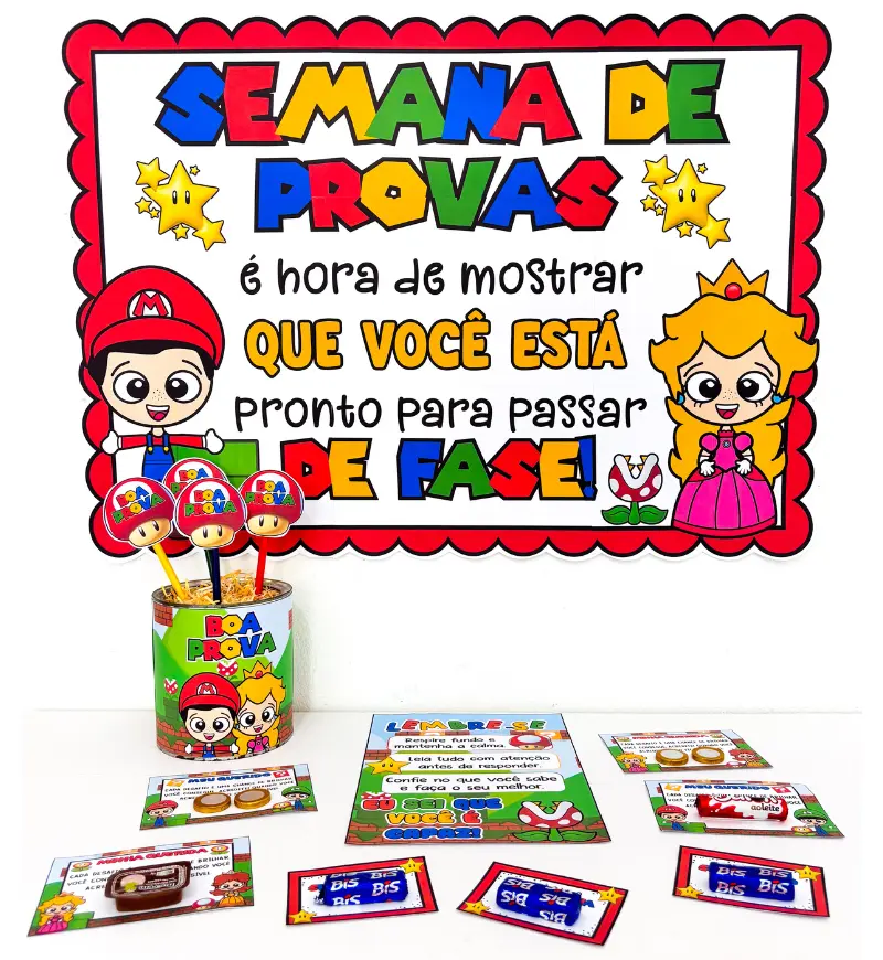 Kit Semana de Provas Super Mário para Imprimir — capa do material