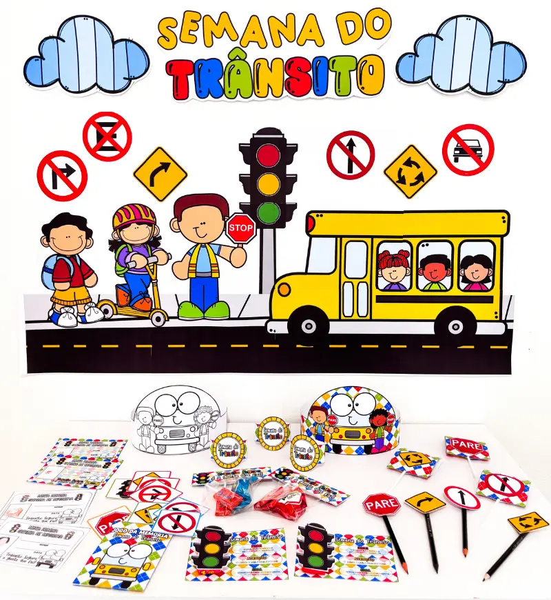 Kit Semana do Trânsito em PDF: atividades e decoração — Jogos pedagógicos para Educação Infantil: Trabalhe atenção, cuidado…
