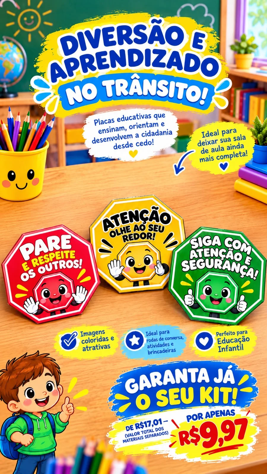 KIT SEMANA DO TRÂNSITO: PAINEL + COROA + PLACAS EDUCATIVAS — amostra 4: 🚦 Kit Semana do Trânsito: painel, coroa e 11…