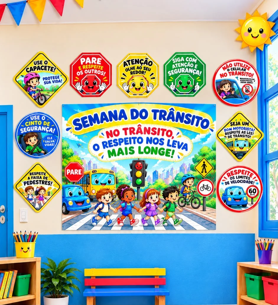 KIT SEMANA DO TRÂNSITO: PAINEL + COROA + PLACAS EDUCATIVAS — Alfabetização para Educação Infantil: 🚦 Kit Semana do…
