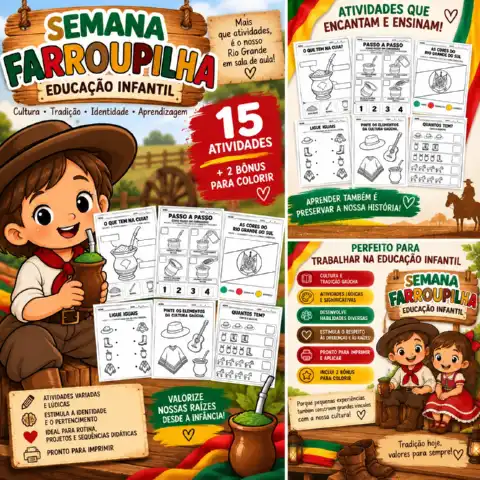 Kit Semana Farroupilha | 15 Atividades + 2 Bônus — amostra 2: Um material pedagógico pensado para trabalhar a cultura…