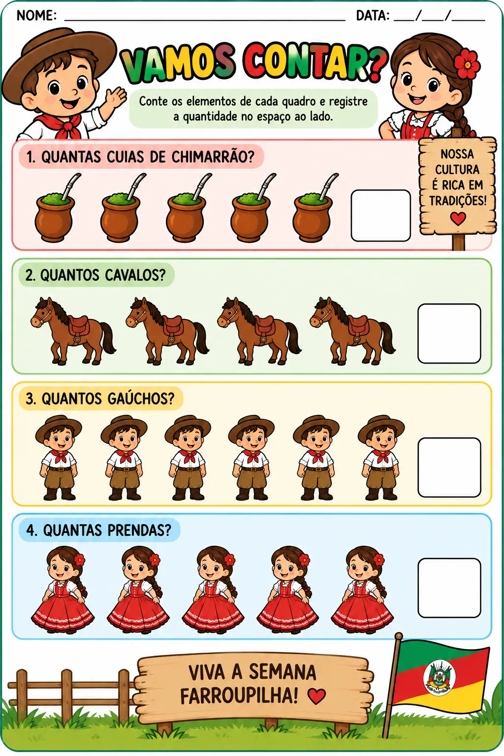 Kit Semana Farroupilha – Educação Infantil | 7 Atividades — amostra 1: KIT SEMANA FARROUPILHA – EDUCAÇÃO INFANTIL ❤️💚💛