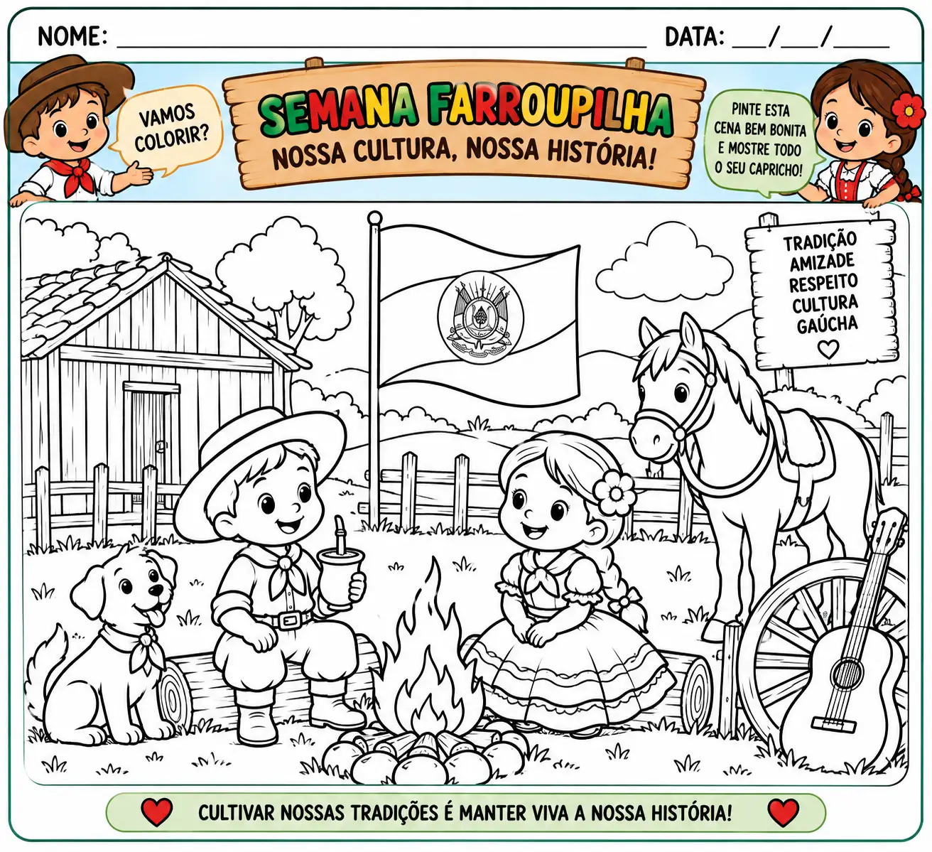 Kit Semana Farroupilha – Educação Infantil | 7 Atividades — amostra 6: Um kit especial com 7 atividades lúdicas para…