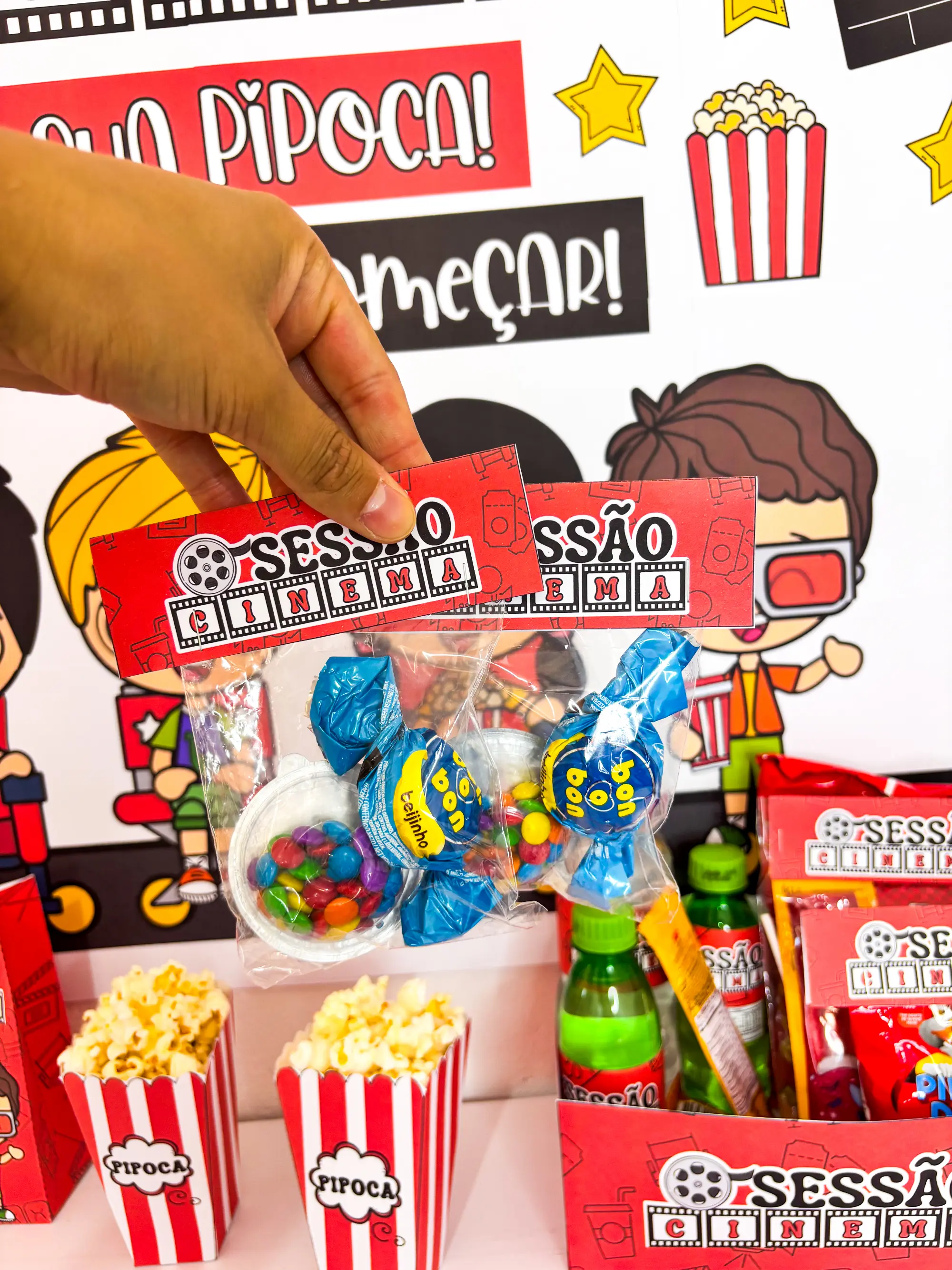 Kit Sessão Cinema em PDF: Painel+Lembrancinhas para Semana da Criança — amostra 1: Kit Sessão Cinema completo em PDF