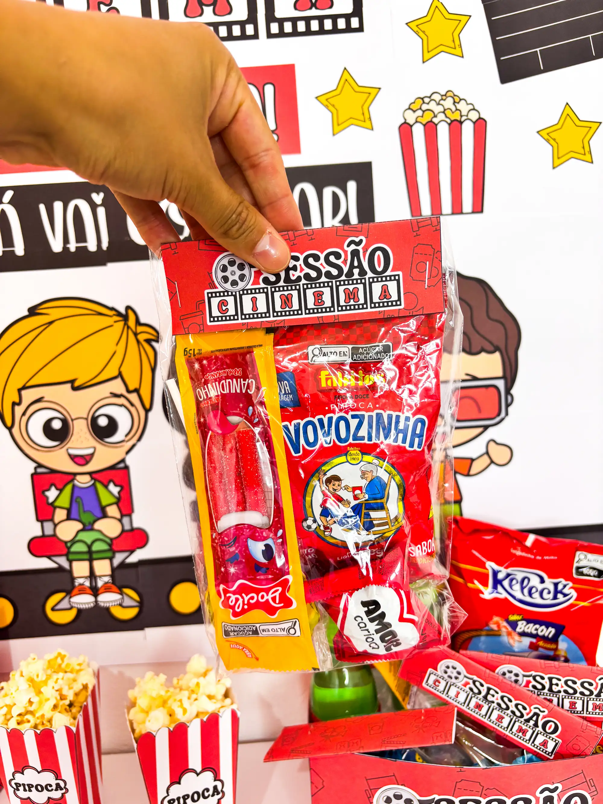 Kit Sessão Cinema em PDF: Painel+Lembrancinhas para Semana da Criança — amostra 7: Kit Sessão Cinema completo em PDF