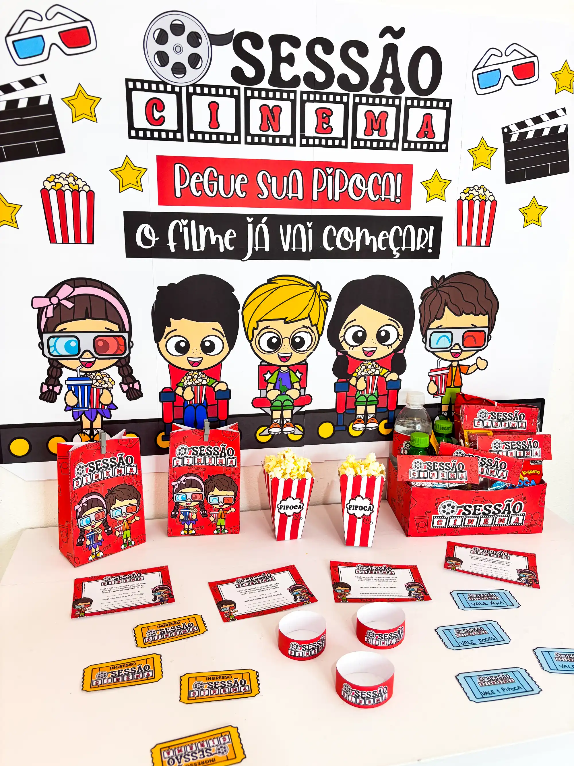 Kit Sessão Cinema em PDF: Painel+Lembrancinhas para Semana da Criança — capa do material