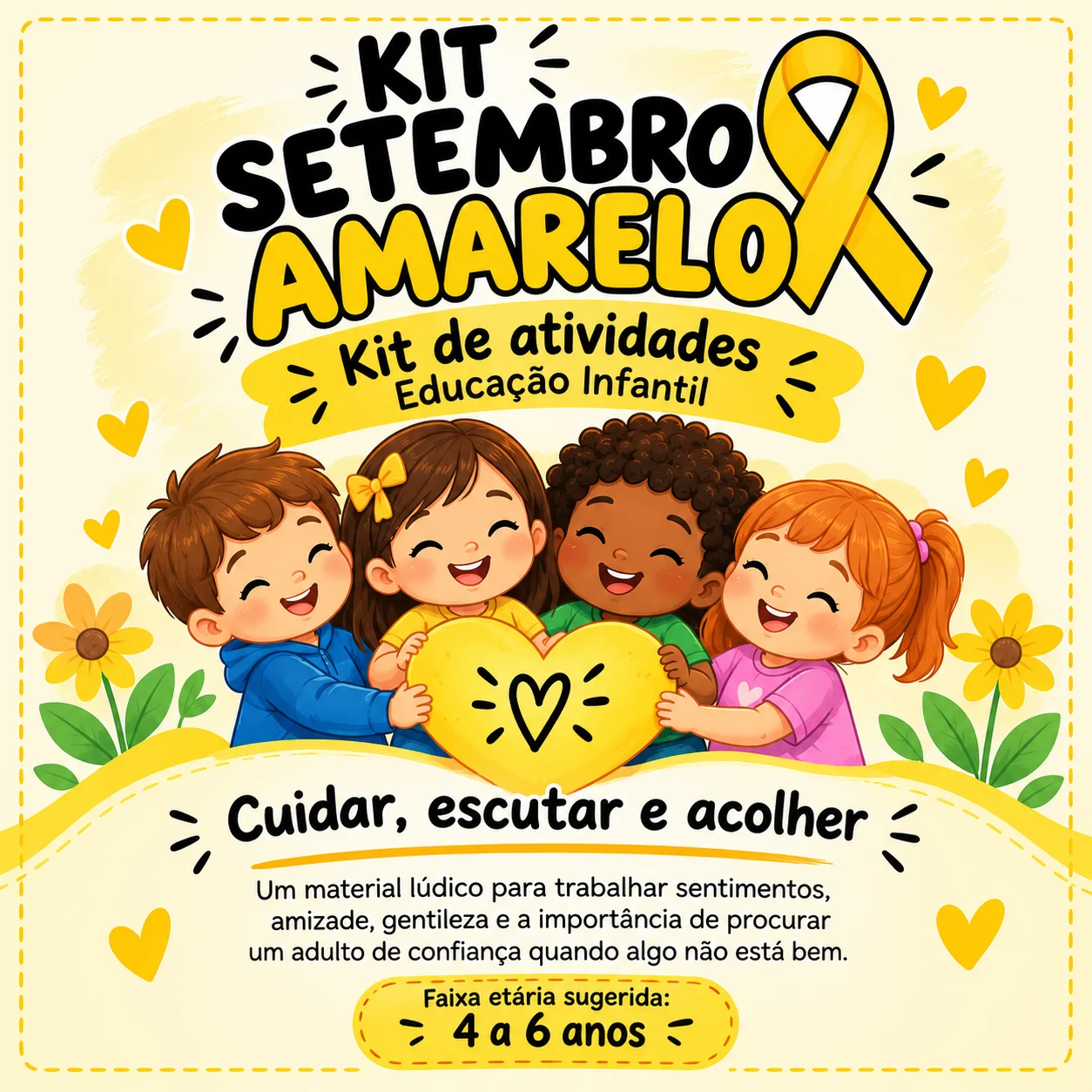 Kit Setembro Amarelo – Atividades de Emoções e Acolhimento — Atividades para Educação Infantil: Atividades lúdicas para…