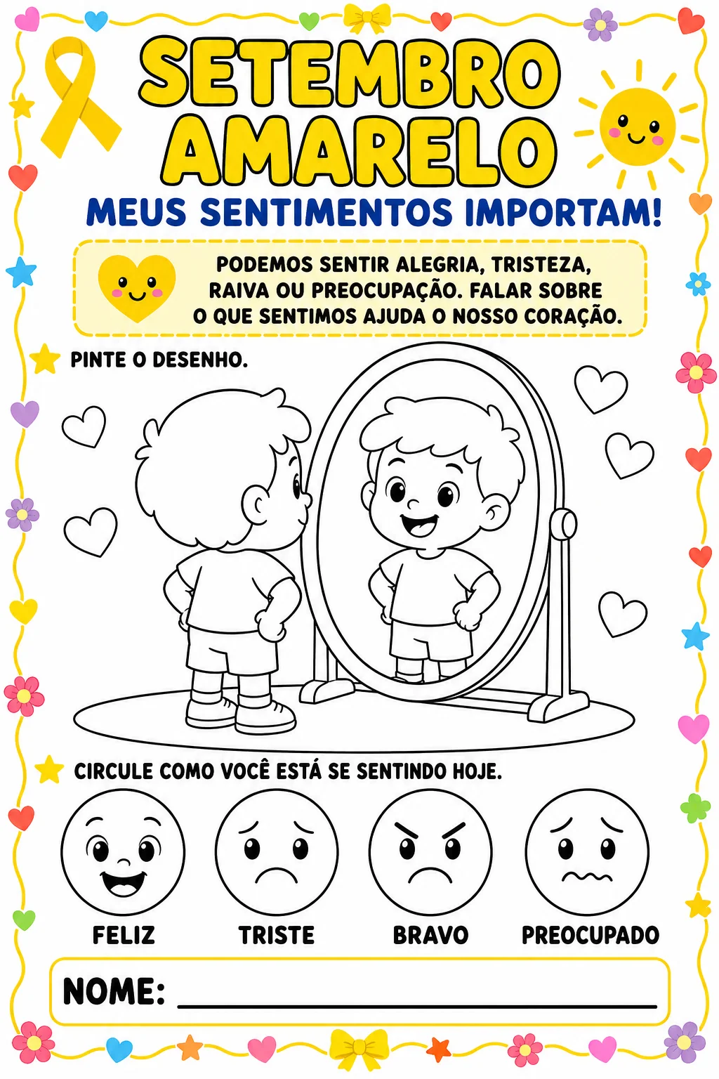 KIT SETEMBRO AMARELO – EDUCAÇÃO INFANTIL 💛 — amostra 1: 💛 KIT SETEMBRO AMARELO – EDUCAÇÃO INFANTIL 💛