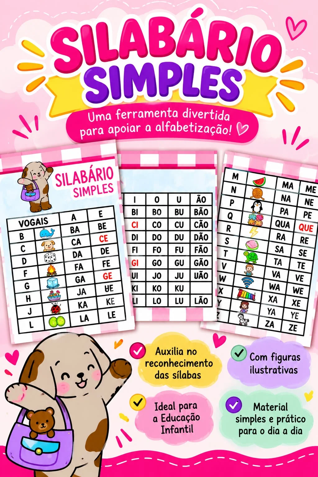 Kit Silabário Simples e Complexo Ilustrado em PDF — amostra 1: 📚🌸 KIT SILABÁRIO SIMPLES E COMPLEXO – APOIO À ALFABETIZAÇÃO