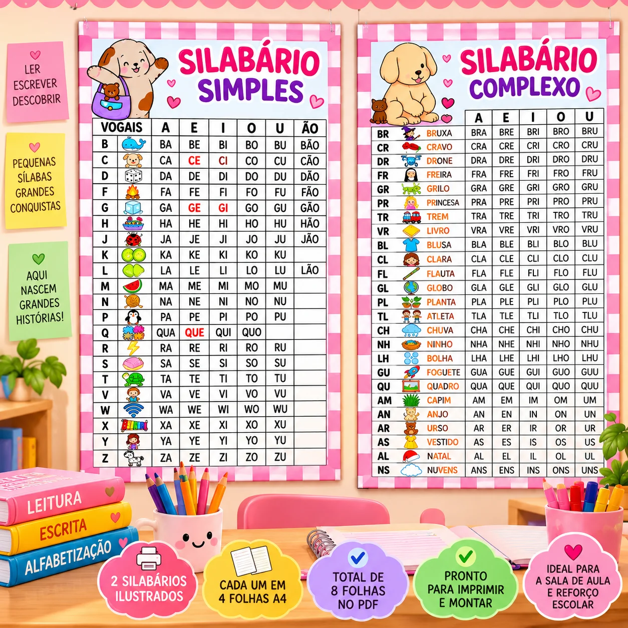 Kit Silabário Simples e Complexo Ilustrado em PDF — amostra 3: 📏 TAMANHO E FORMATO