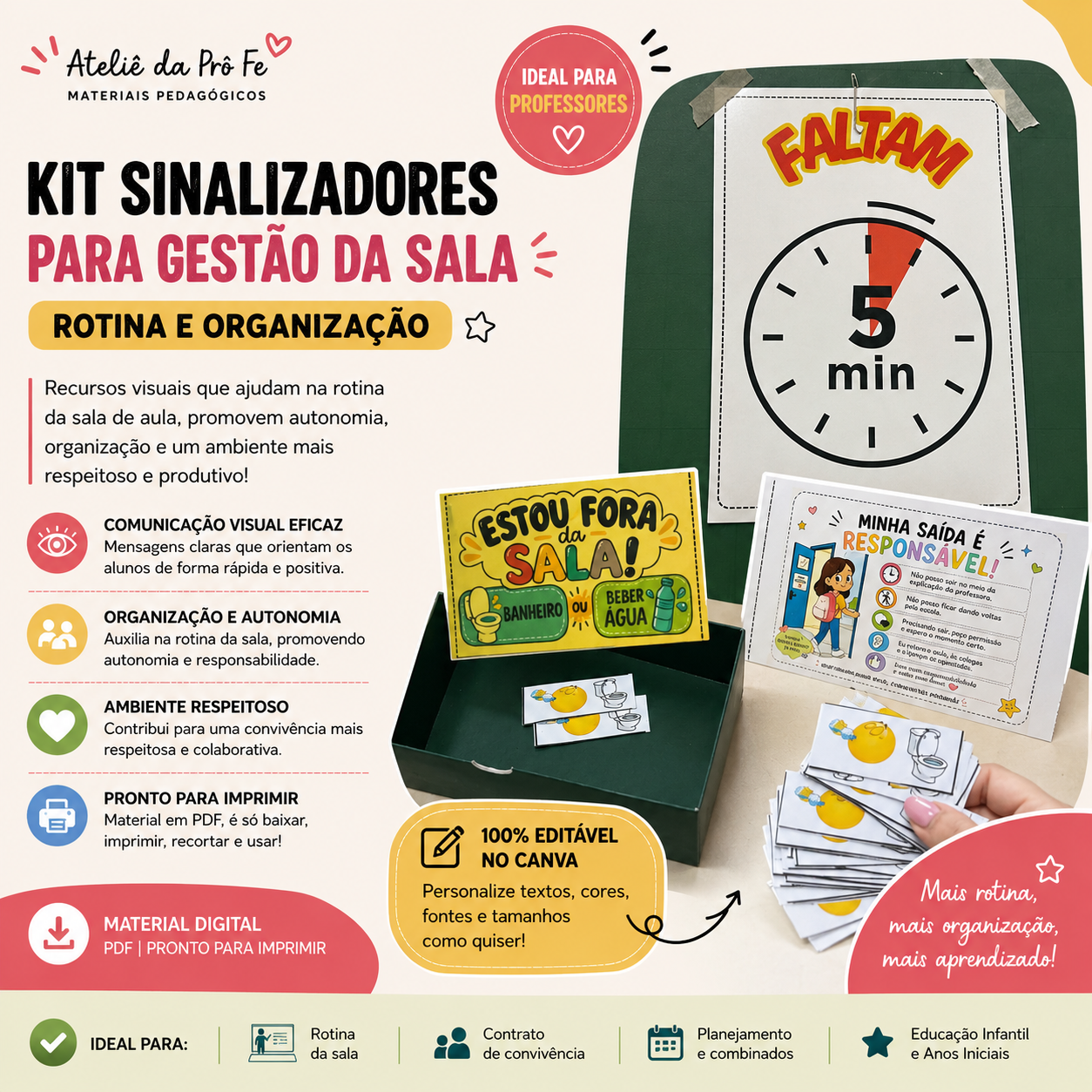 Kit Sinalizadores para Gestão da Sala | Rotina e Organização – PDF — capa do material