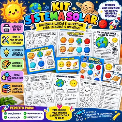 Kit Sistema Solar – Atividades de Ciências com Planetas, Bingo e mais — capa do material