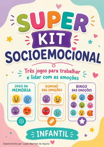 Kit Socioemocional infantil - 3 jogos sobre as emoções. — capa do material