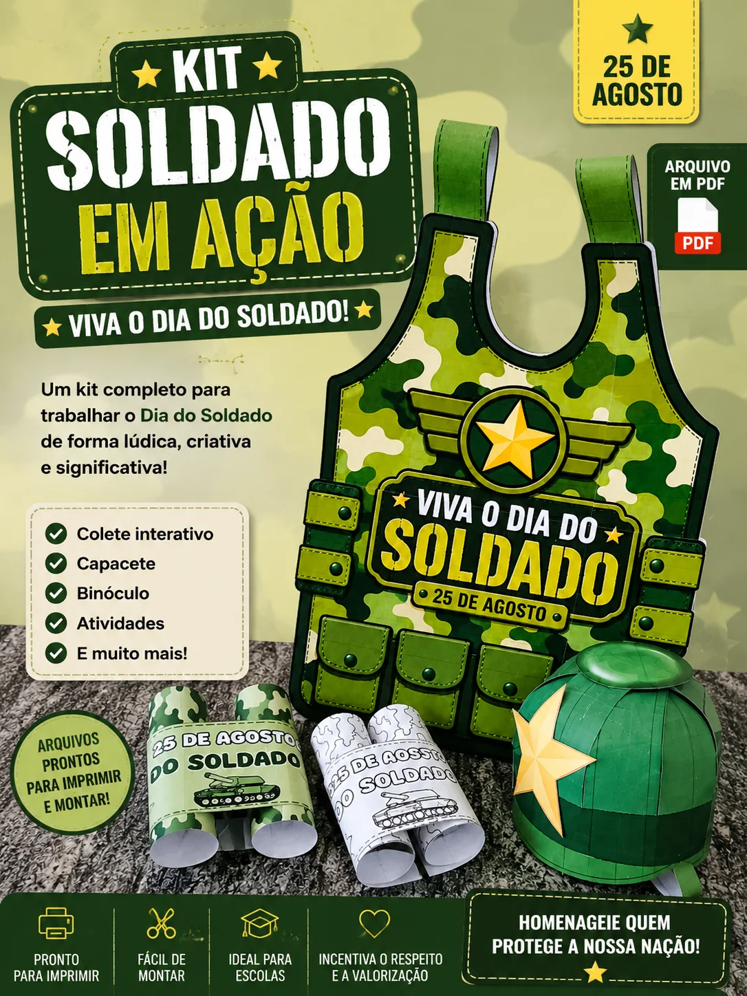 Kit Soldado em Ação – Recurso Lúdico para o Dia do Soldado — amostra 1: Um recurso completo para trabalhar o Dia do Soldado…